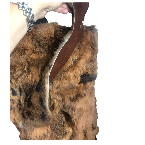 VTG Brown Spotted GDT TOO Rabbit Fur Festival Vest - Picture 6 of 15